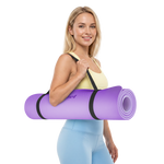 Vingrošanas paklājiņš jogai, pilates, fitnesam, 183x61cm, biezums 6mm, TPE materiāls, violets, REBEL ACTIVE