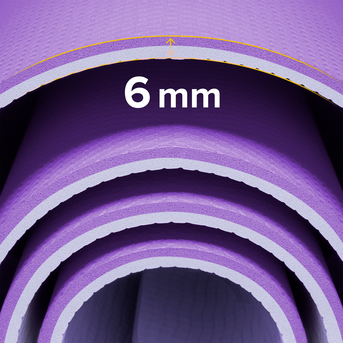 Vingrošanas paklājiņš jogai, pilates, fitnesam, 183x61cm, biezums 6mm, TPE materiāls, violets, REBEL ACTIVE