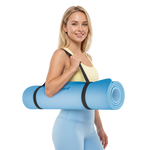Vingrošanas paklājiņš jogai, pilates, fitnesam, 183x61cm, biezums 6mm, TPE materiāls, zils, REBEL ACTIVE