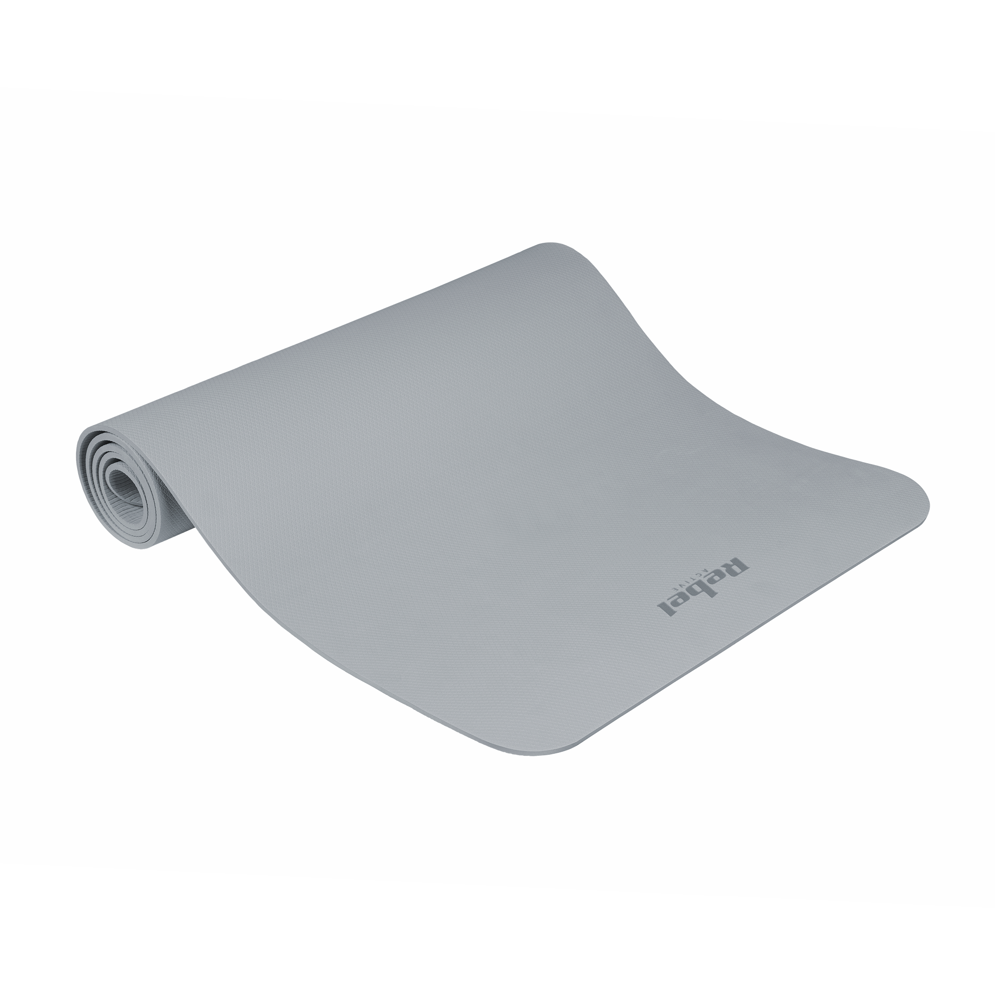 Vingrošanas paklājiņš jogai, pilates, fitnesam, 183x61cm, biezums 6mm, TPE materiāls, pelēks, REBEL ACTIVE