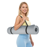 Vingrošanas paklājiņš jogai, pilates, fitnesam, 183x61cm, biezums 6mm, TPE materiāls, pelēks, REBEL ACTIVE