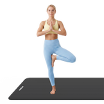 Vingrošanas paklājiņš jogai, pilates, fitnesam, 190x115cm, biezums 2cm, NBR materiāls, melns, REBEL ACTIVE