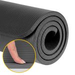 Vingrošanas paklājiņš jogai, pilates, fitnesam, 190x115cm, biezums 2cm, NBR materiāls, melns, REBEL ACTIVE