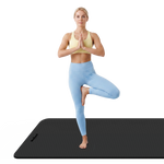 Vingrošanas paklājiņš jogai, pilates, fitnesam, 200x115cm, biezums 1cm, TPE materiāls, melns, REBEL ACTIVE