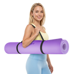 Vingrošanas paklājiņš jogai, pilates, fitnesam, 200x115cm, biezums 1cm, TPE materiāls, violets, REBEL ACTIVE