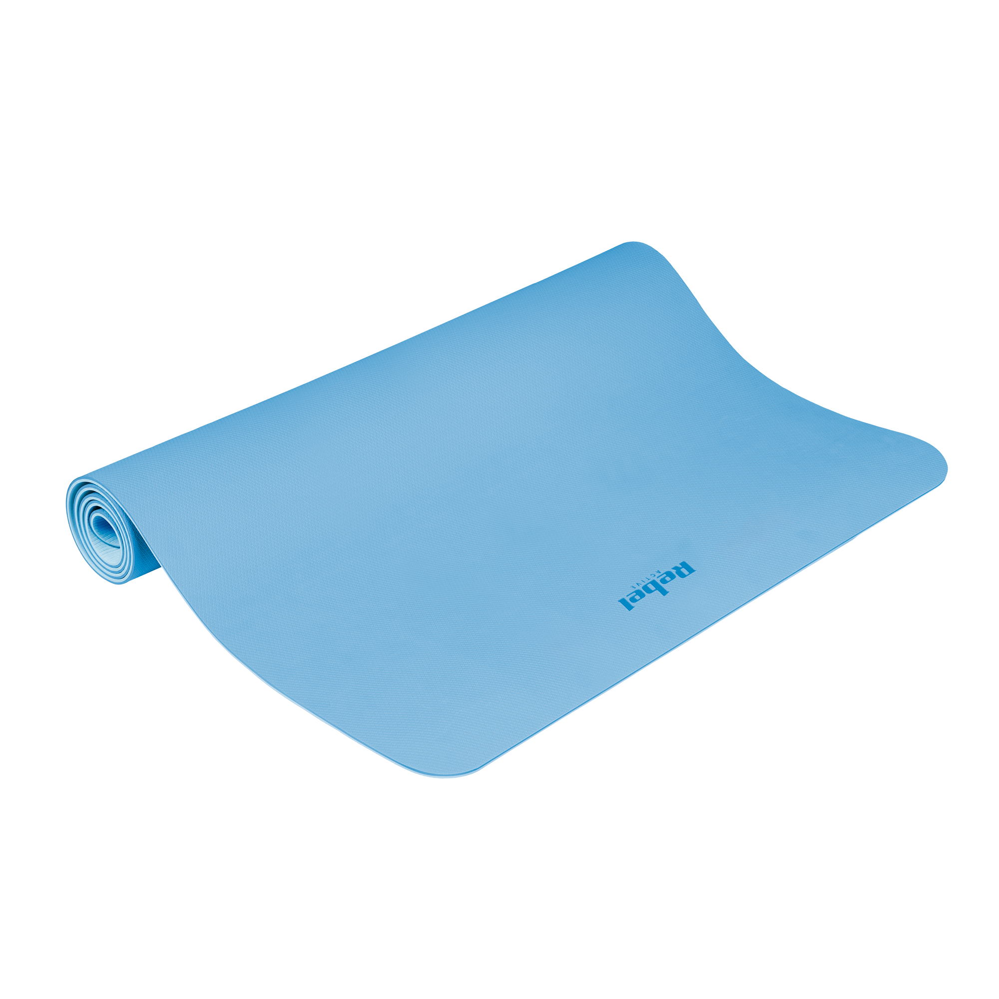 Vingrošanas paklājiņš jogai, pilates, fitnesam, 200x115cm, biezums 1cm, TPE materiāls, zils, REBEL ACTIVE