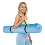 Vingrošanas paklājiņš jogai, pilates, fitnesam, 200x115cm, biezums 1cm, TPE materiāls, zils, REBEL ACTIVE
