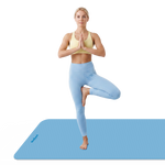 Vingrošanas paklājiņš jogai, pilates, fitnesam, 200x115cm, biezums 1cm, TPE materiāls, zils, REBEL ACTIVE