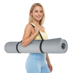 Vingrošanas paklājiņš jogai, pilates, fitnesam, 200x115cm, biezums 1cm, TPE materiāls, pelēks, REBEL ACTIVE