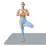 Vingrošanas paklājiņš jogai, pilates, fitnesam, 200x115cm, biezums 1cm, TPE materiāls, pelēks, REBEL ACTIVE