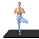 Vingrošanas paklājiņš jogai, pilates, fitnesam, 200x90cm, biezums 1cm, TPE materiāls, melns, REBEL ACTIVE