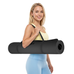 Vingrošanas paklājiņš jogai, pilates, fitnesam, 200x90cm, biezums 1cm, TPE materiāls, melns, REBEL ACTIVE