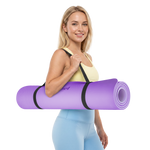 Vingrošanas paklājiņš jogai, pilates, fitnesam, 200x90cm, biezums 1cm, TPE materiāls, violets, REBEL ACTIVE