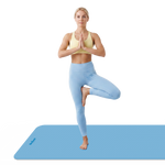 Vingrošanas paklājiņš jogai, pilates, fitnesam, 200x90cm, biezums 1cm, TPE materiāls, zils, REBEL ACTIVE