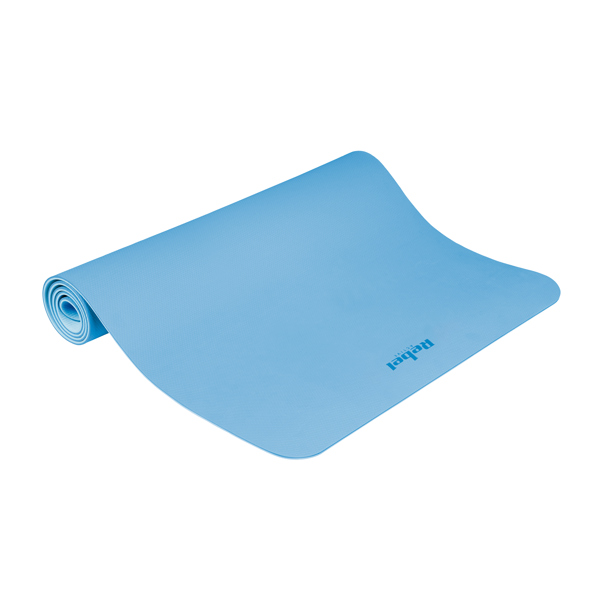 Vingrošanas paklājiņš jogai, pilates, fitnesam, 200x90cm, biezums 1cm, TPE materiāls, zils, REBEL ACTIVE