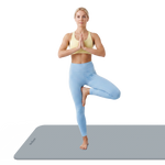 Vingrošanas paklājiņš jogai, pilates, fitnesam, 200x90cm, biezums 1cm, TPE materiāls, pelēks, REBEL ACTIVE