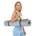 Vingrošanas paklājiņš jogai, pilates, fitnesam, 200x90cm, biezums 1cm, TPE materiāls, pelēks, REBEL ACTIVE