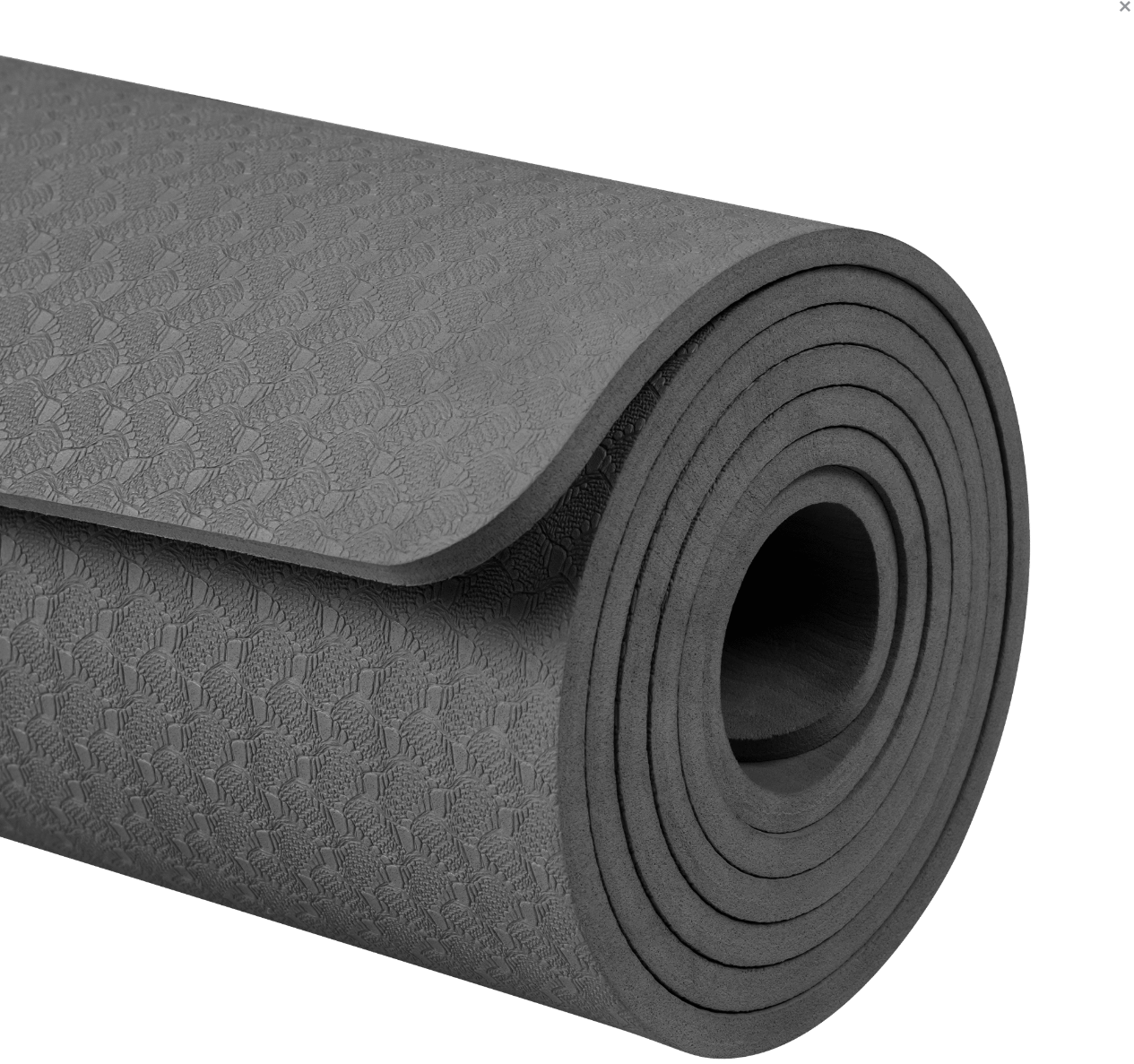 Vingrošanas paklājiņš jogai, pilates, fitnesam, 183x61cm, 6mm biezs, TPE materiāls, melns, REBEL ACTIVE