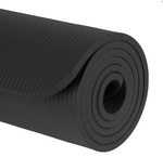Vingrošanas paklājiņš jogai, pilates, fitnesam, 183x61cm, 1cm biezs, NBR materiāls, melns, REBEL ACTIVE