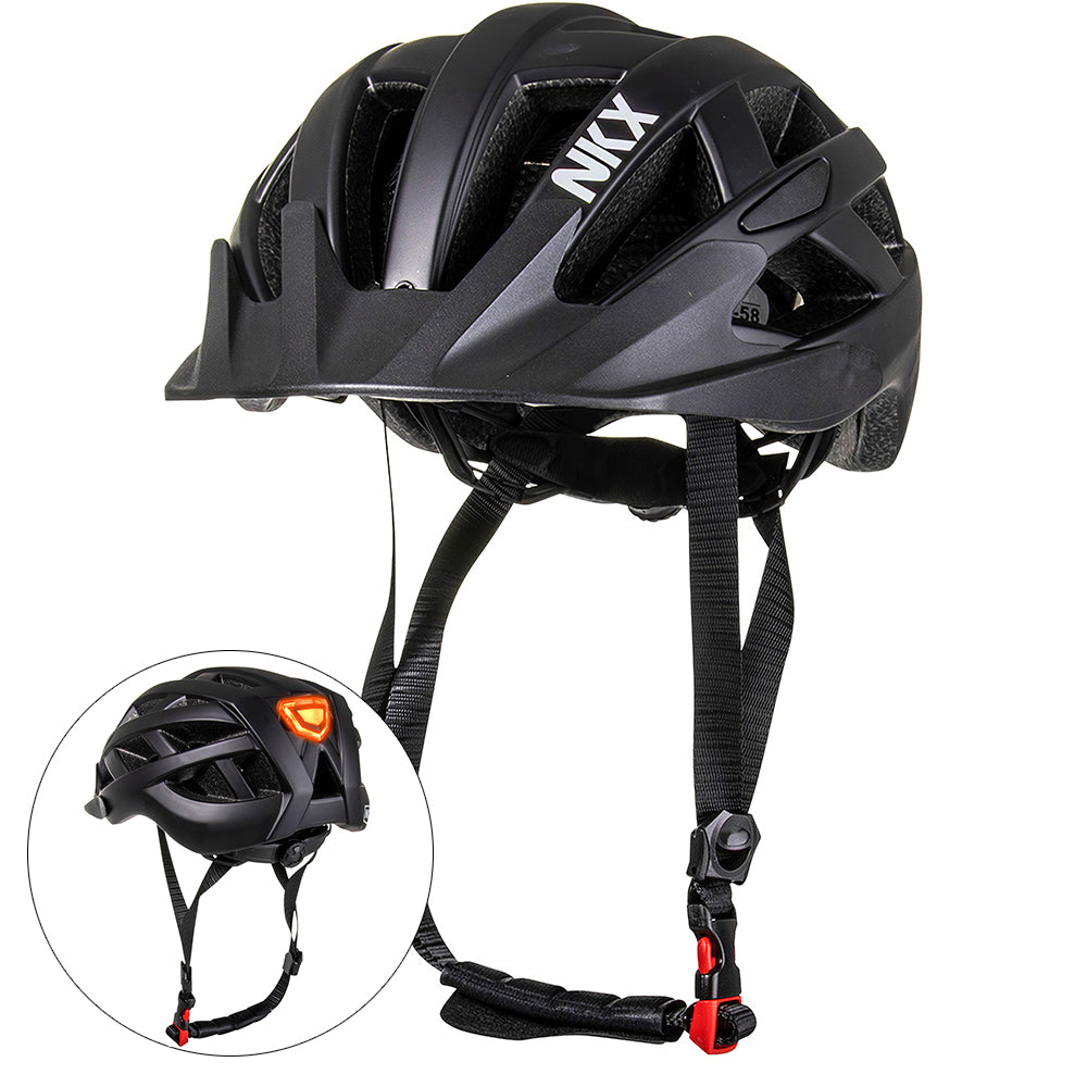Aizsargķivere NKX City LED velosipēda ķivere ar iebūvētu gaismu L izmērs Melna