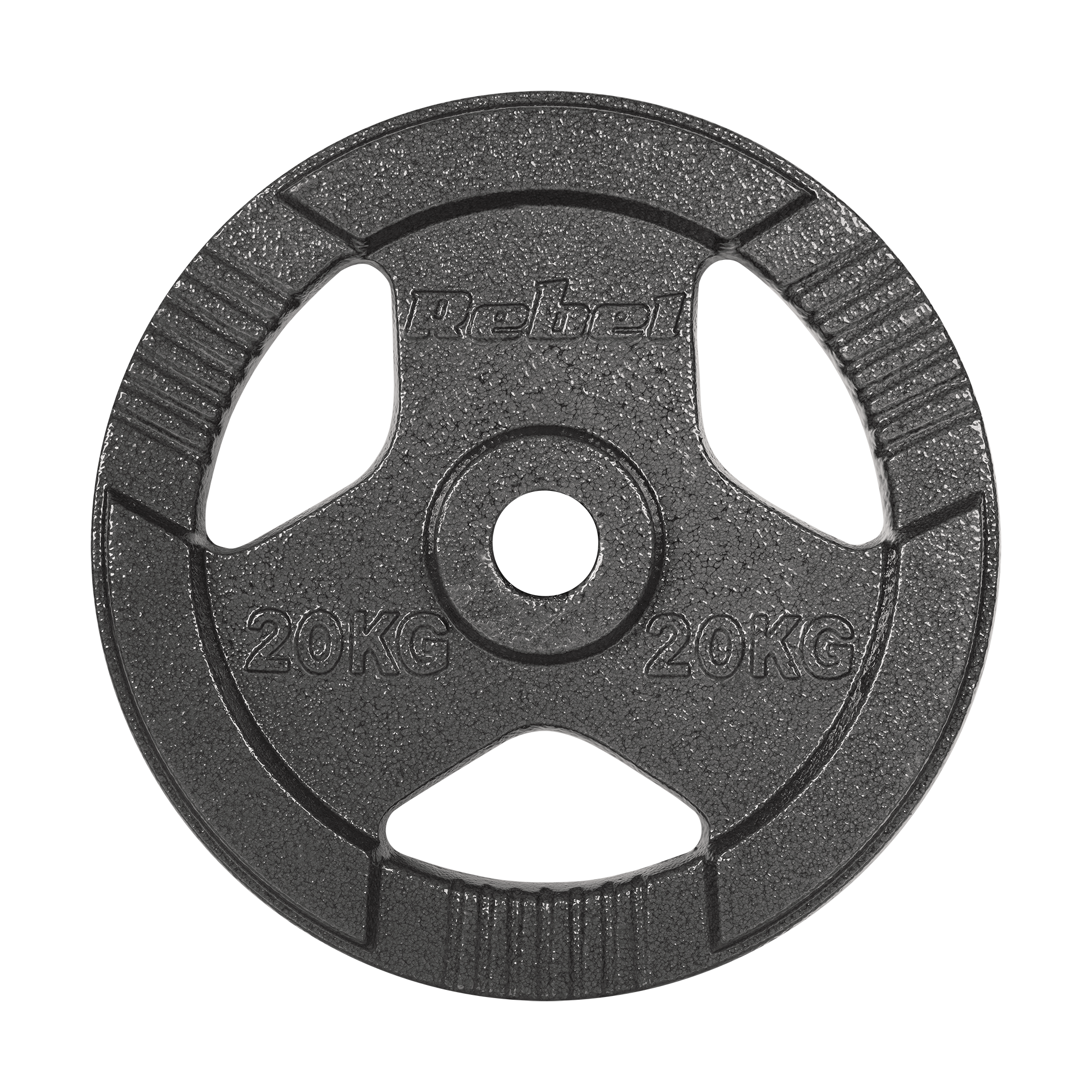 Čuguna olimpiskā svara disks 20 kg, 51 mm caurums, disks ar rokturiem, REBEL ACTIVE