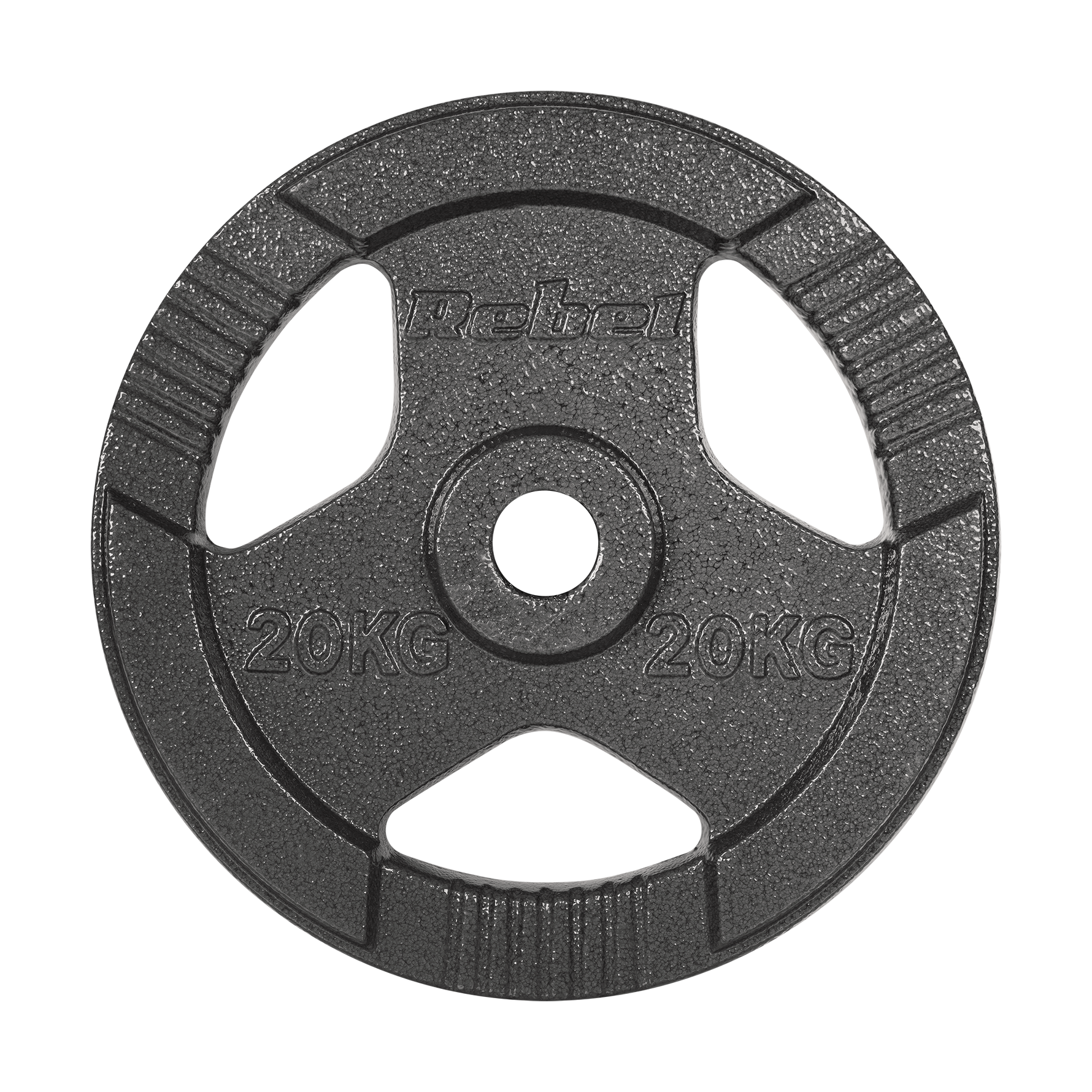 Čuguna olimpiskā svara disks 20 kg, 51 mm caurums, disks ar rokturiem, REBEL ACTIVE