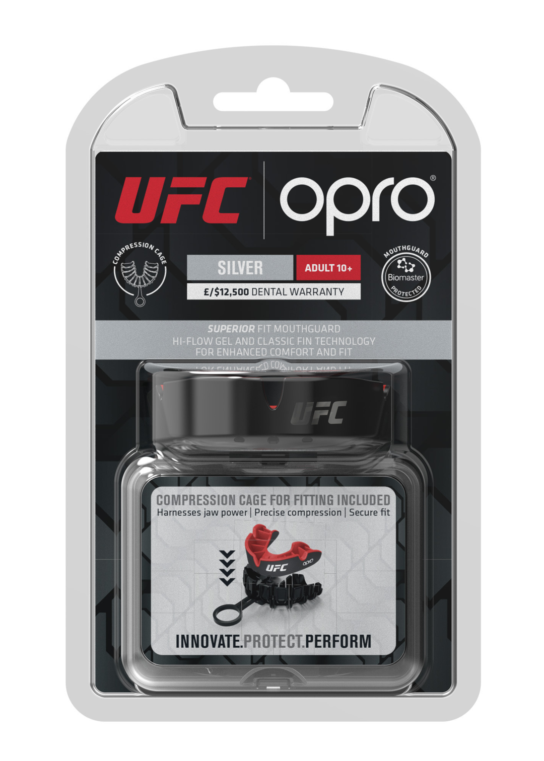 OPRO Silver UFC zobu sargs – melns/sarkans
