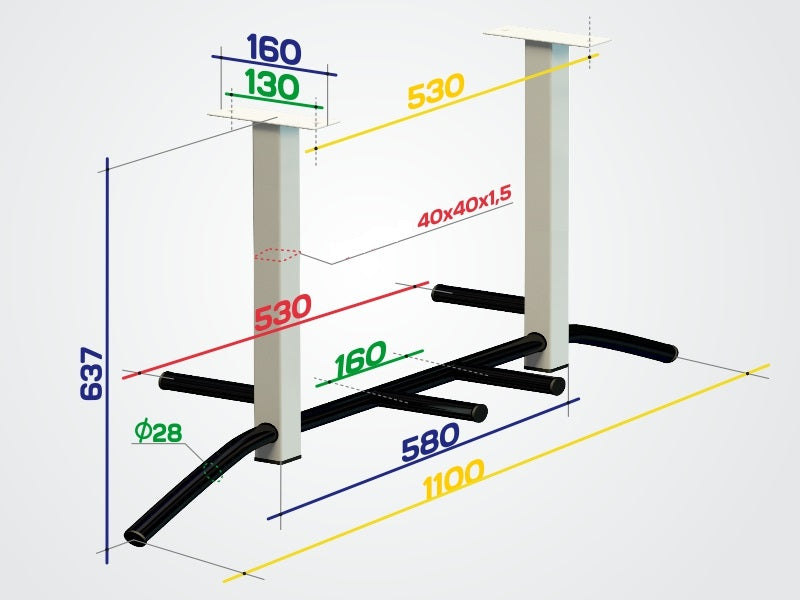 Ceiling Mounted Pull-Up Bar ATLANT-4, up to 150kg