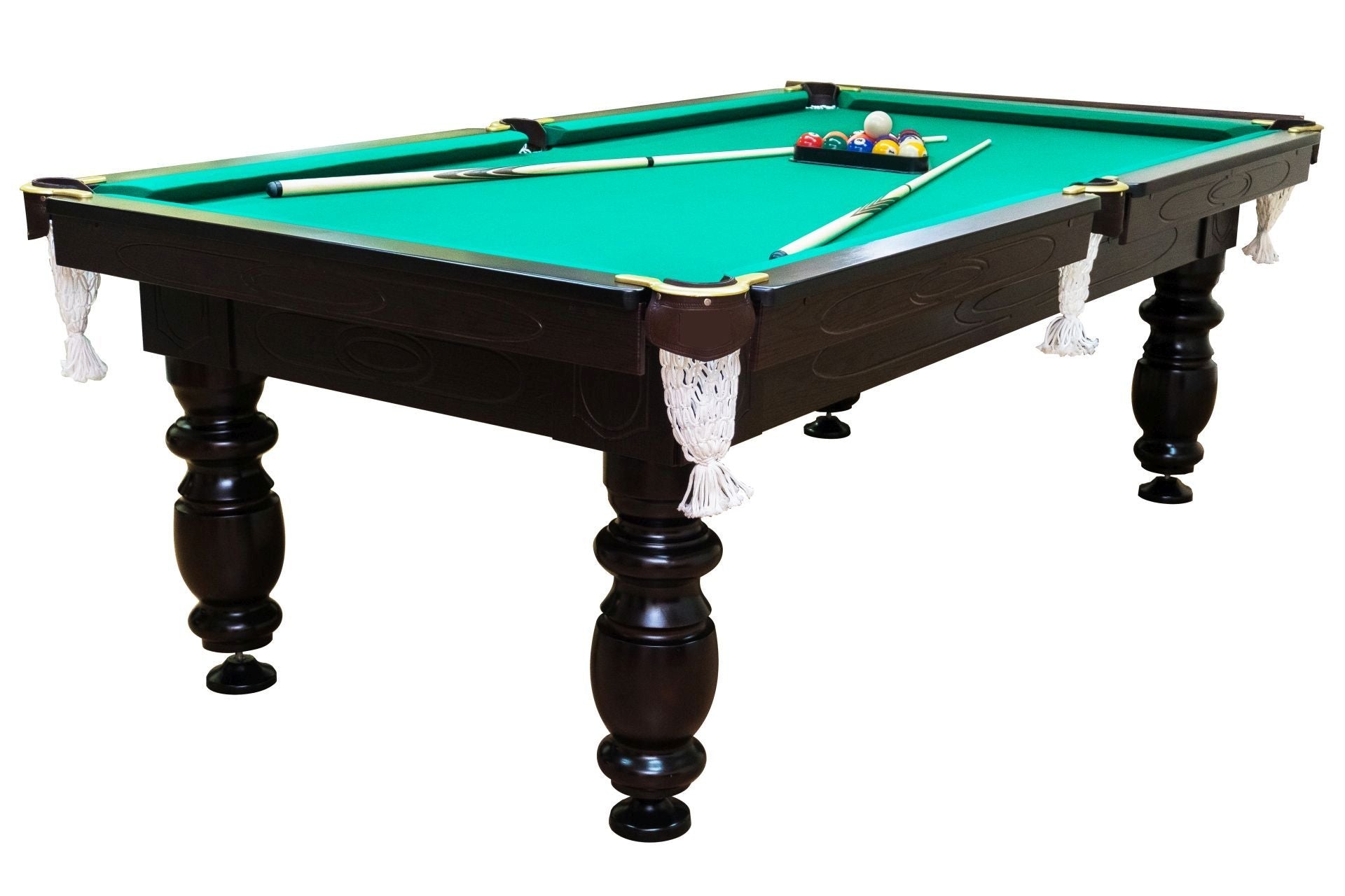 Biljarda galds Elegant 8' pēdas (245x145cm) zaļš audums, pilns komplekts, akmens virsma