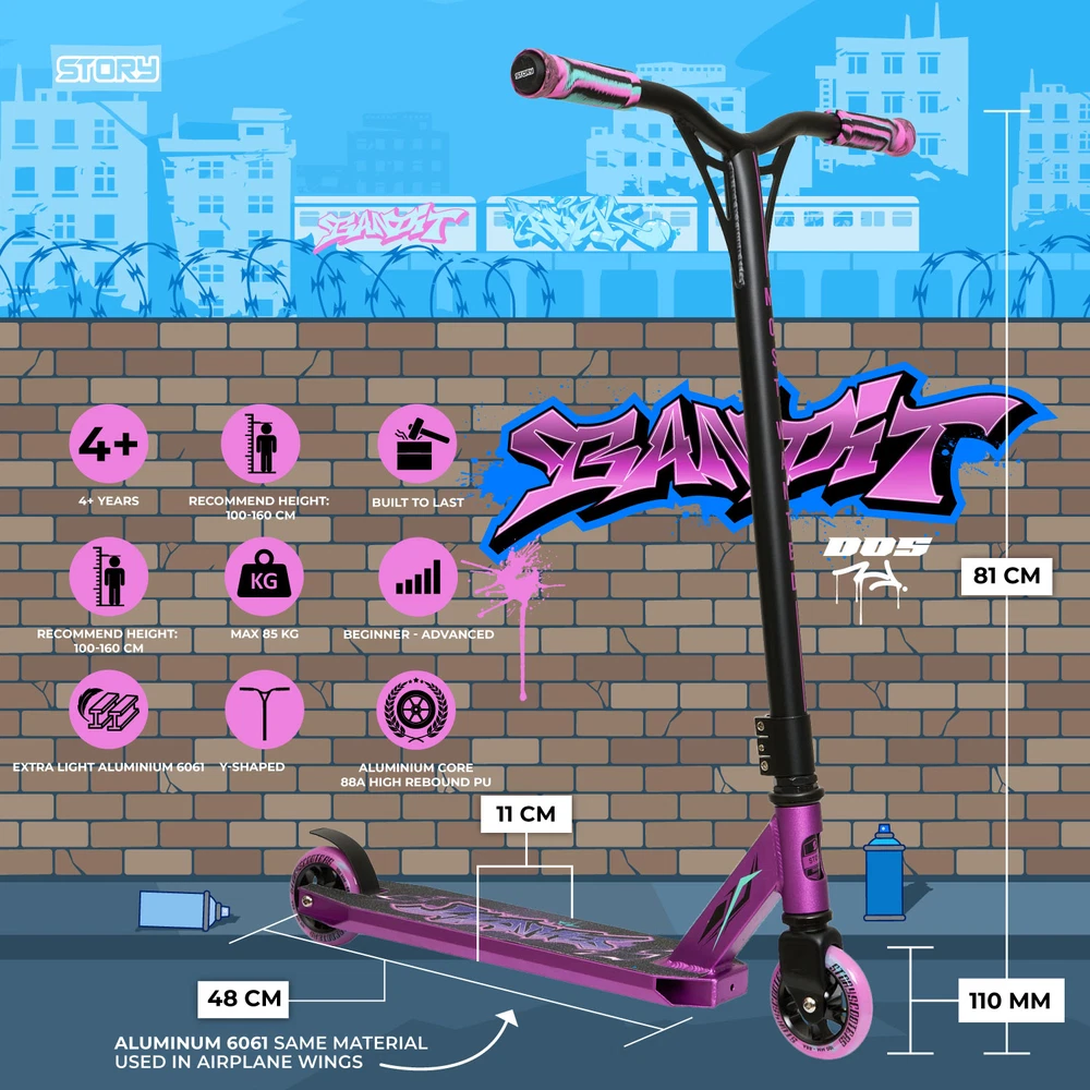 Triku skrejritenis Story Bandit DOS  (81cm) Black Purple