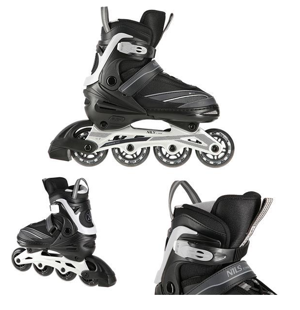 Skrituļslidas NA1123 A BLACK-GRAY SIZE M(35-38) IN-LINE SKATES NILS EXTREME