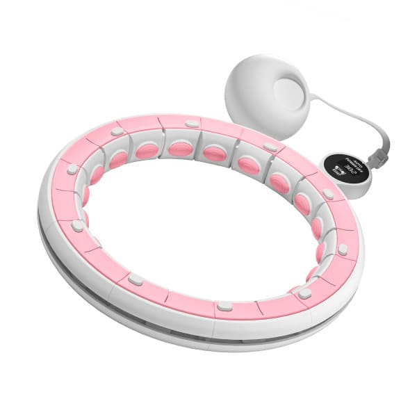 Gudrais hula hoop stīpas ritenis ar skaitītāju, radzēm un svariem 50 cm, rozā, REBEL ACTIVE