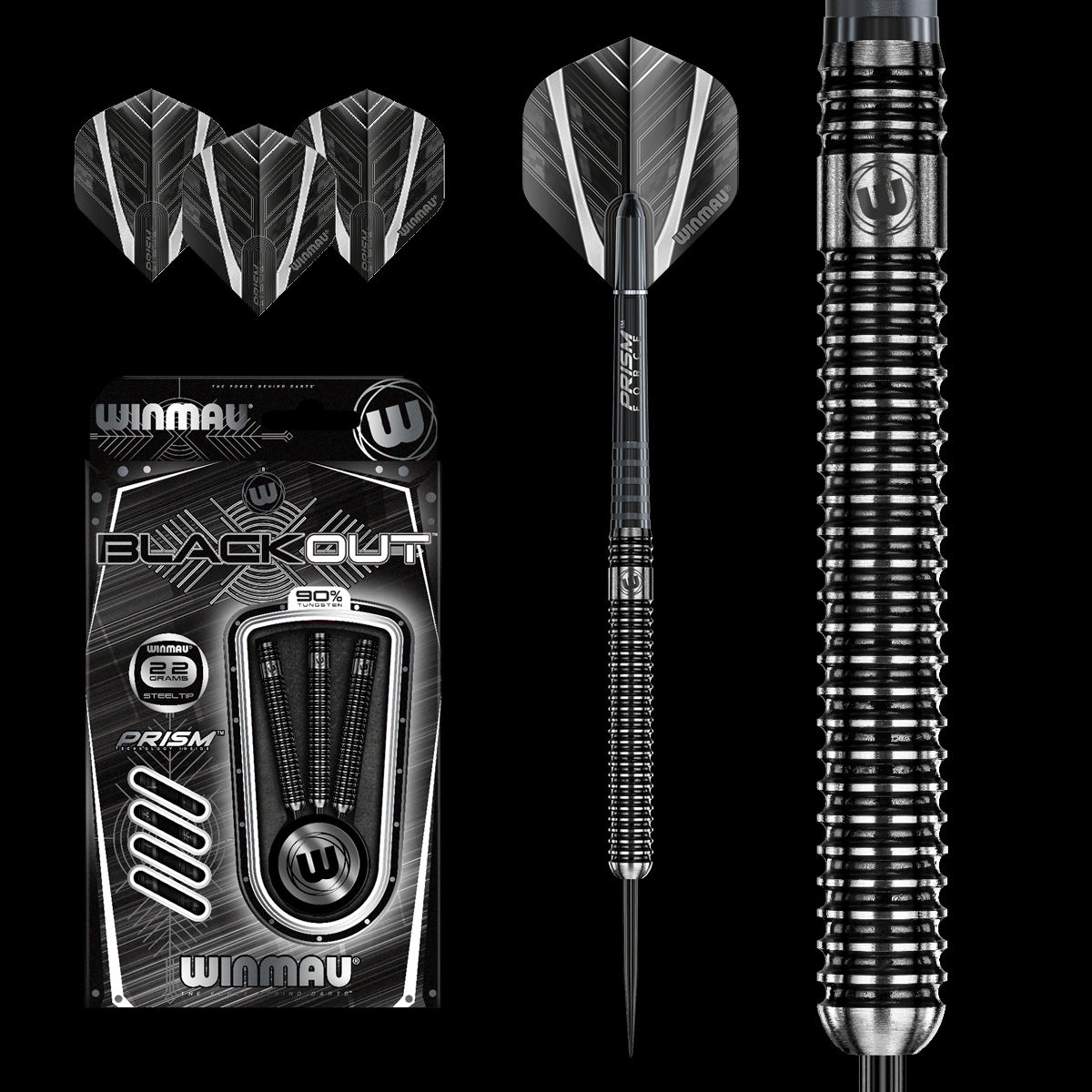 Šautriņas Winmau Blackout 90% volframa sakausējums 3x22g