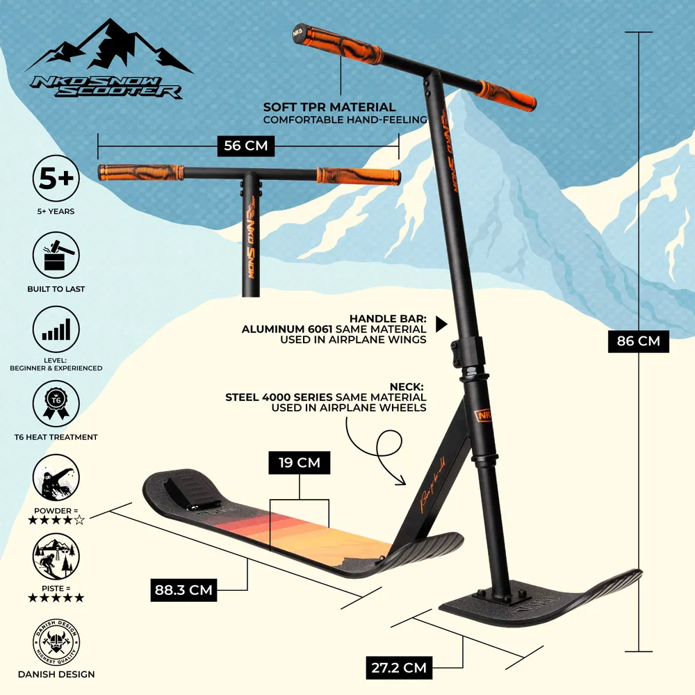 Sniega triku skrejritenis NKD Snow stunt Black orange 86 cm