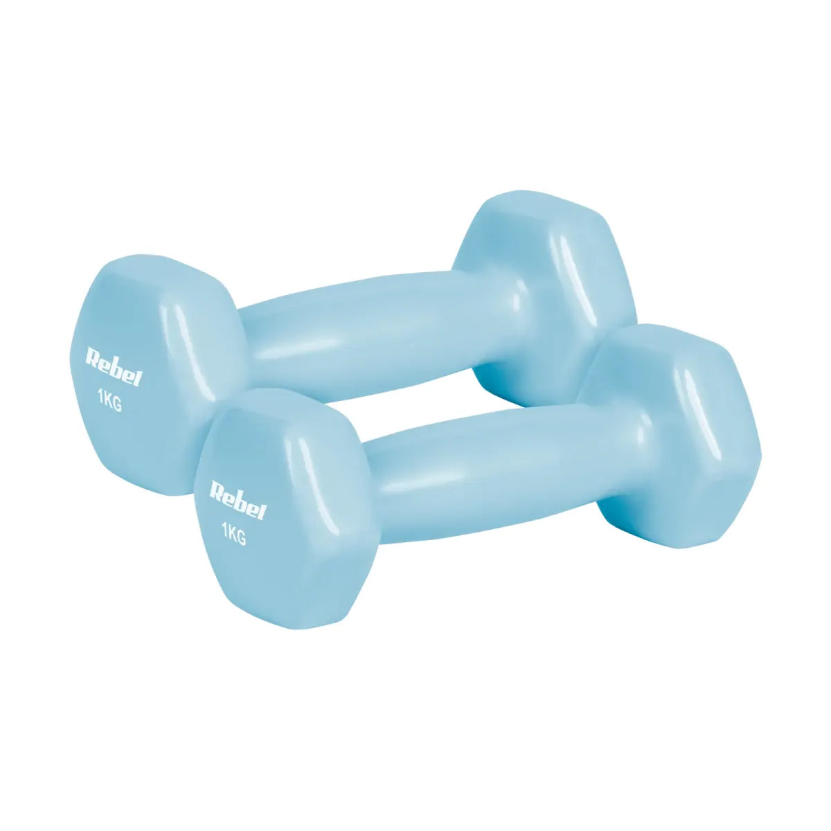 Čuguna HEX hanteles ar vinila pārklājumu 2 × 1 kg, REBEL ACTIVE