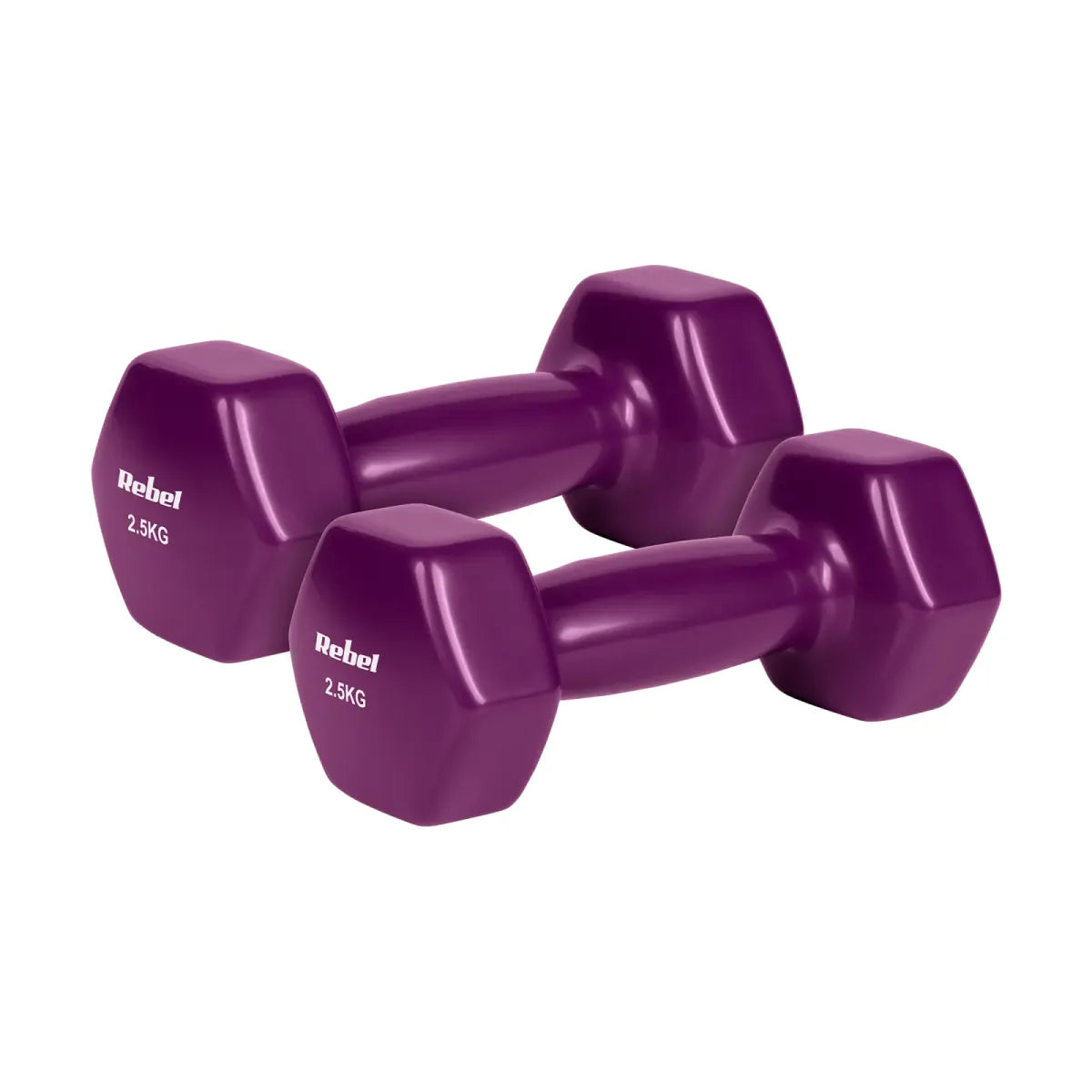 Čuguna HEX hanteles ar vinila pārklājumu 2 × 2,5 kg, REBEL ACTIVE