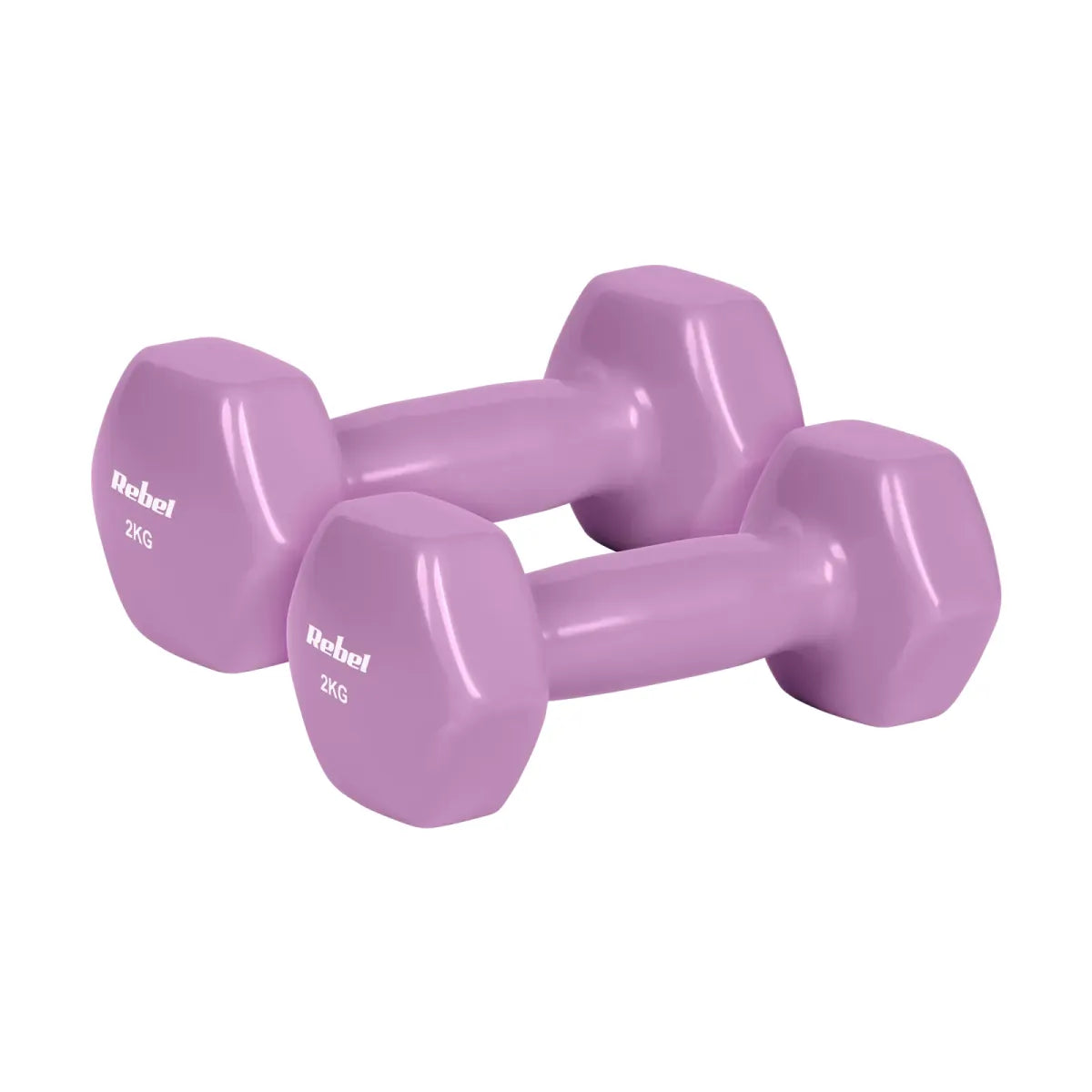 Čuguna HEX hanteles ar vinila pārklājumu 2 × 2 kg, REBEL ACTIVE