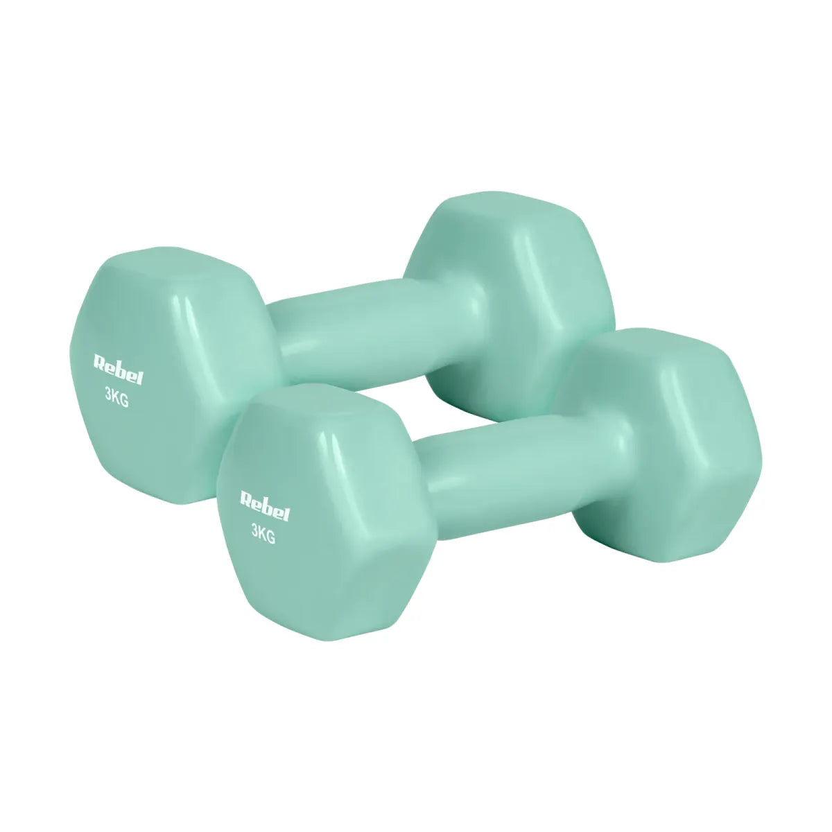 Čuguna HEX hanteles ar vinila pārklājumu 2 × 3 kg, REBEL ACTIVE