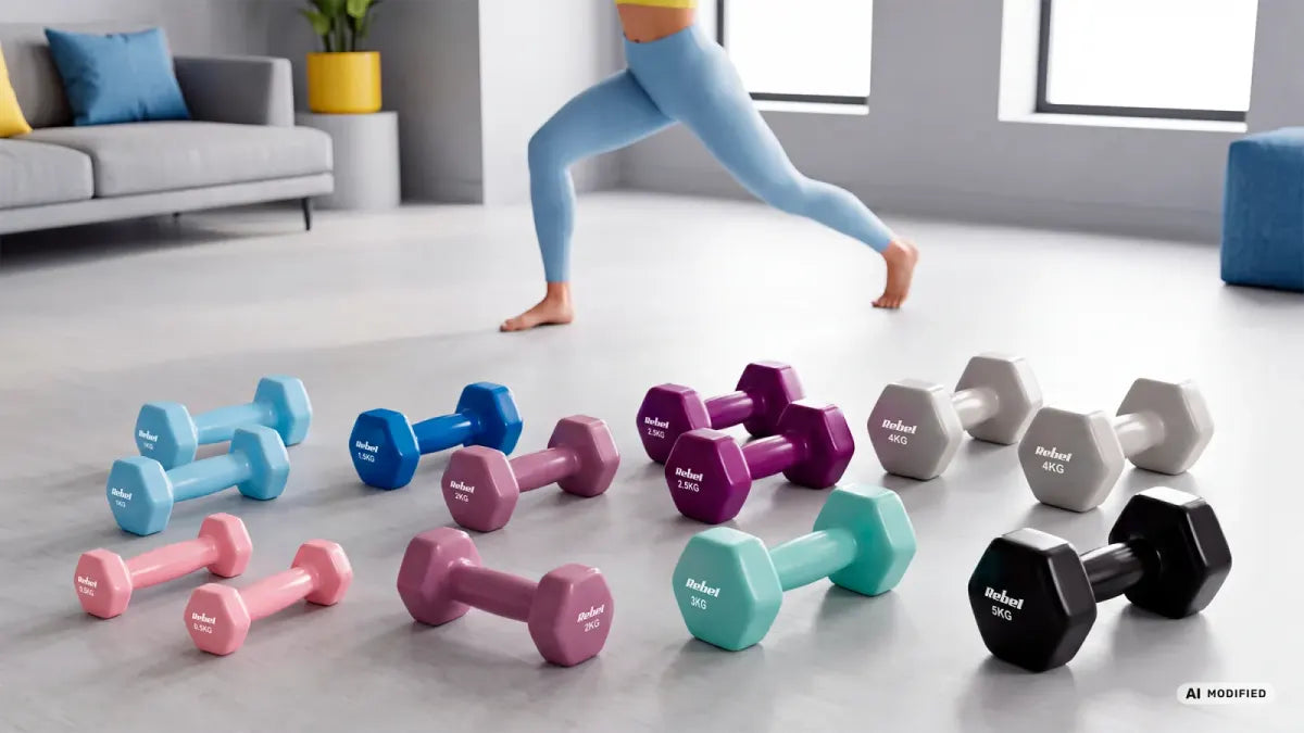 Čuguna HEX hanteles ar vinila pārklājumu 2 × 3 kg, REBEL ACTIVE