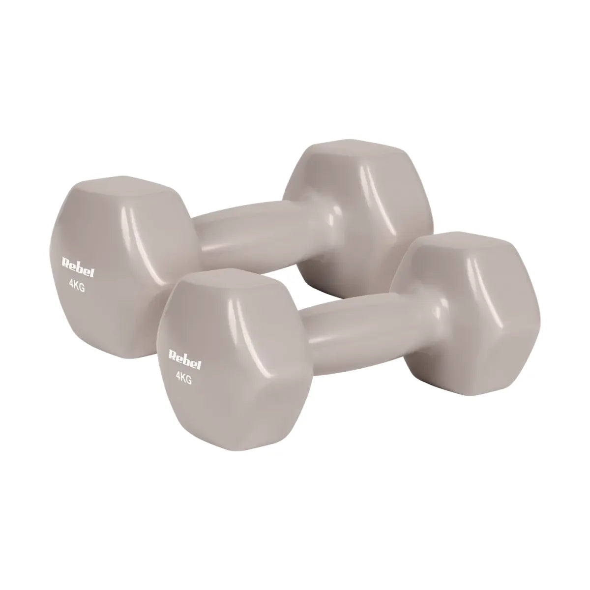 Čuguna HEX hanteles ar vinila pārklājumu 2 × 4 kg, REBEL ACTIVE