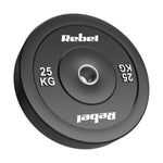 Gumijots olimpiskais svaru disks BUMPER 25 kg, 51 mm, REBEL ACTIVE