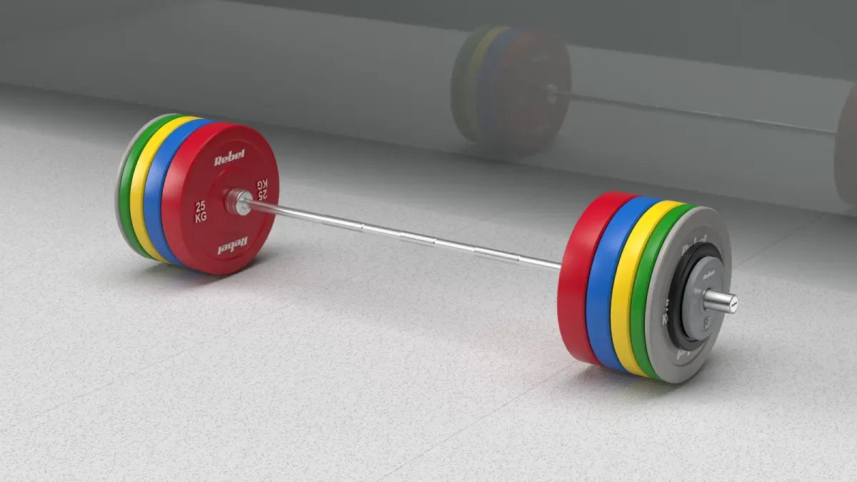 Gumijots olimpiskais svaru disks BUMPER PREMIUM, BEAST sērija, 20 kg, 51 mm, REBEL ACTIVE