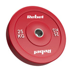 Gumijots olimpiskais svaru disks BUMPER PREMIUM, BEAST sērija, 25 kg, 51 mm, REBEL ACTIVE