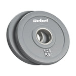 Gumijoti olimpiskie svaru diski BUMPER PREMIUM, BEAST sērija, komplekts 2 × 1,25 kg, 51 mm, REBEL ACTIVE