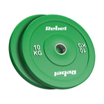 Gumijoti olimpiskie svaru diski BUMPER PREMIUM, BEAST sērija, komplekts 2 × 10 kg, 51 mm, REBEL ACTIVE