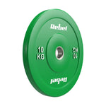 Gumijoti olimpiskie svaru diski BUMPER PREMIUM, BEAST sērija, komplekts 2 × 10 kg, 51 mm, REBEL ACTIVE