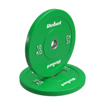 Gumijoti olimpiskie svaru diski BUMPER PREMIUM, BEAST sērija, komplekts 2 × 10 kg, 51 mm, REBEL ACTIVE