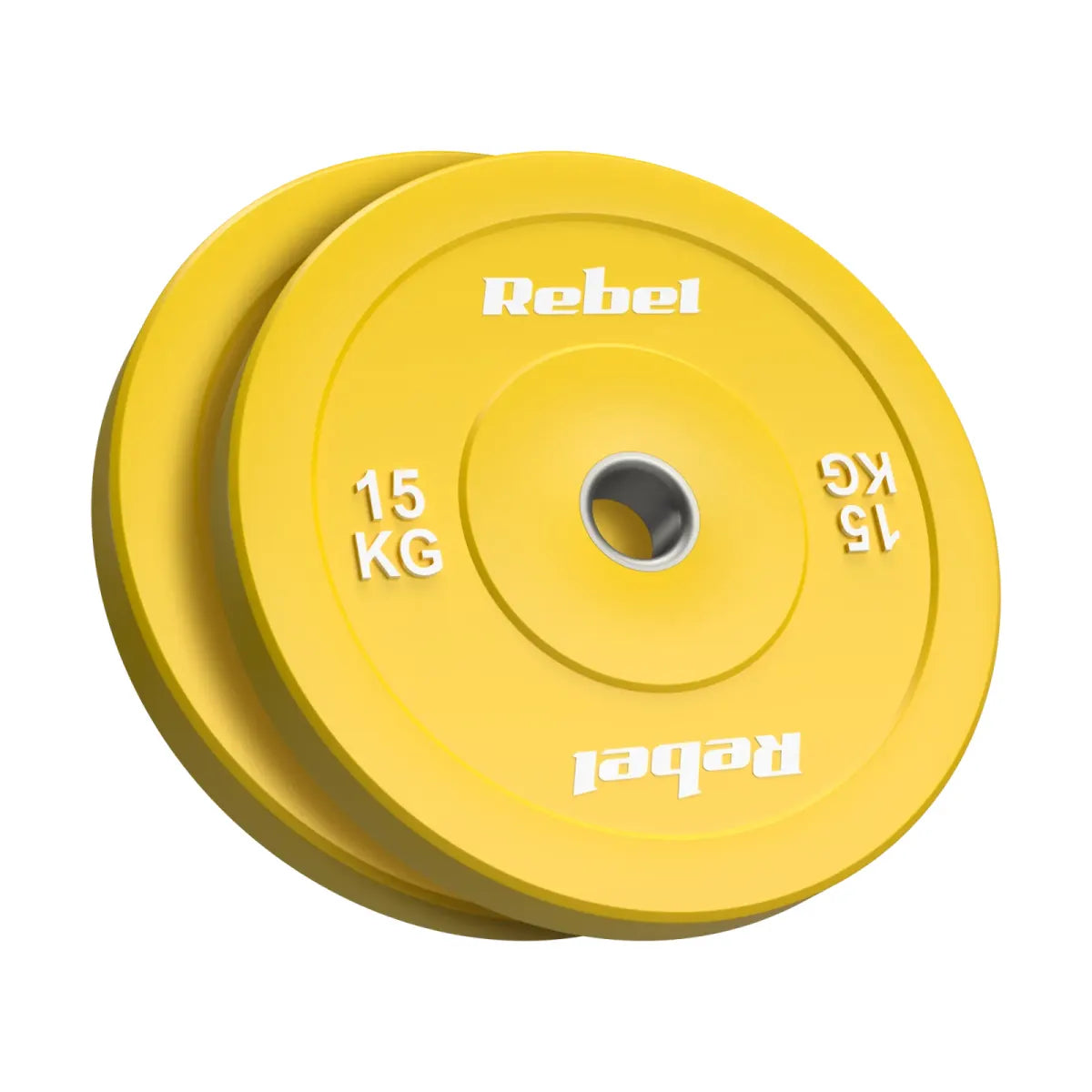 Gumijoti olimpiskie svaru diski BUMPER PREMIUM, BEAST sērija, komplekts 2 × 15 kg, 51 mm, REBEL ACTIVE