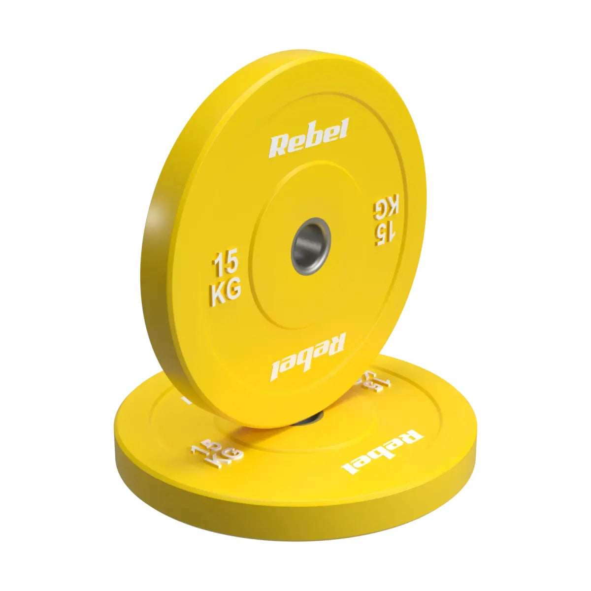 Gumijoti olimpiskie svaru diski BUMPER PREMIUM, BEAST sērija, komplekts 2 × 15 kg, 51 mm, REBEL ACTIVE
