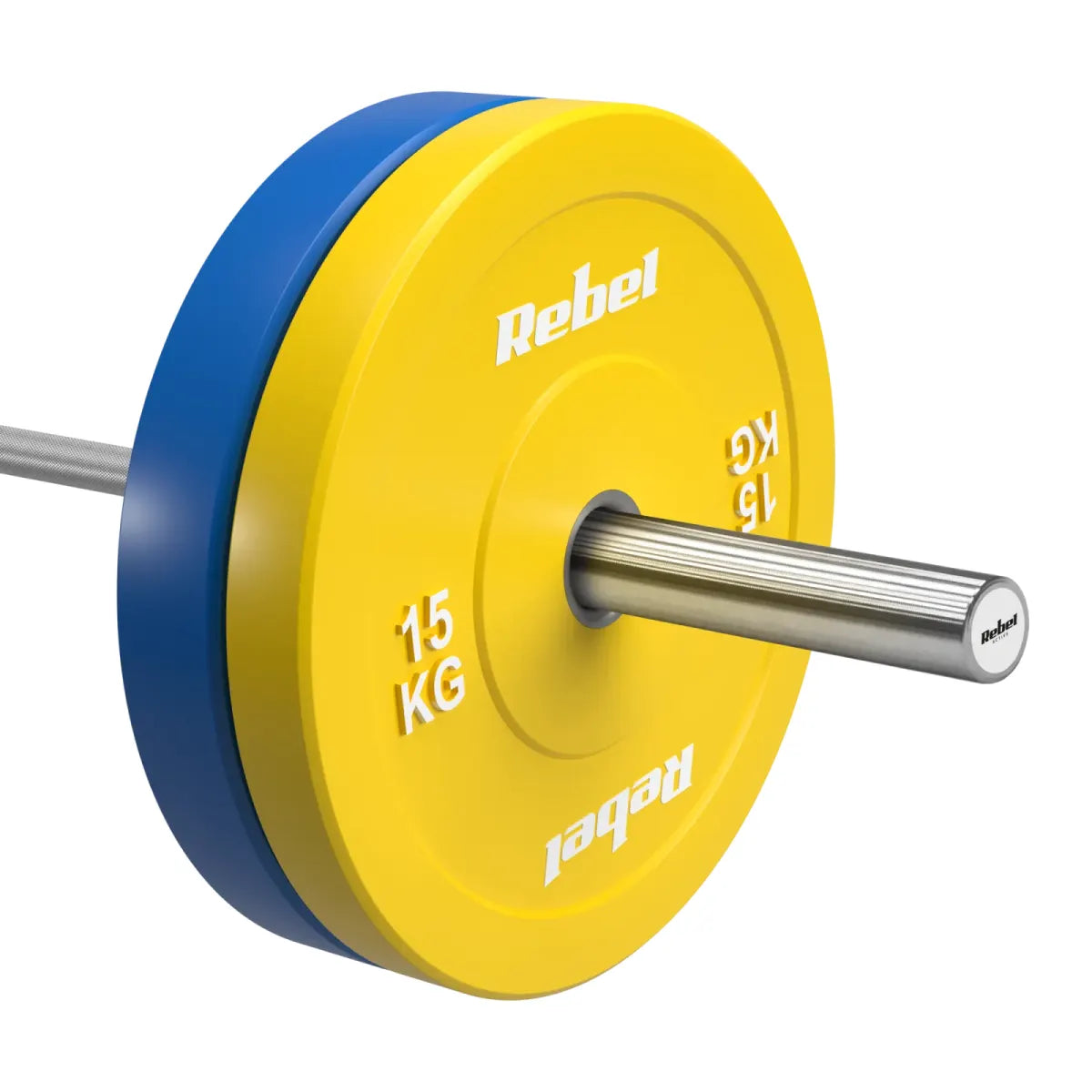 Gumijoti olimpiskie svaru diski BUMPER PREMIUM, BEAST sērija, komplekts 2 × 15 kg, 51 mm, REBEL ACTIVE